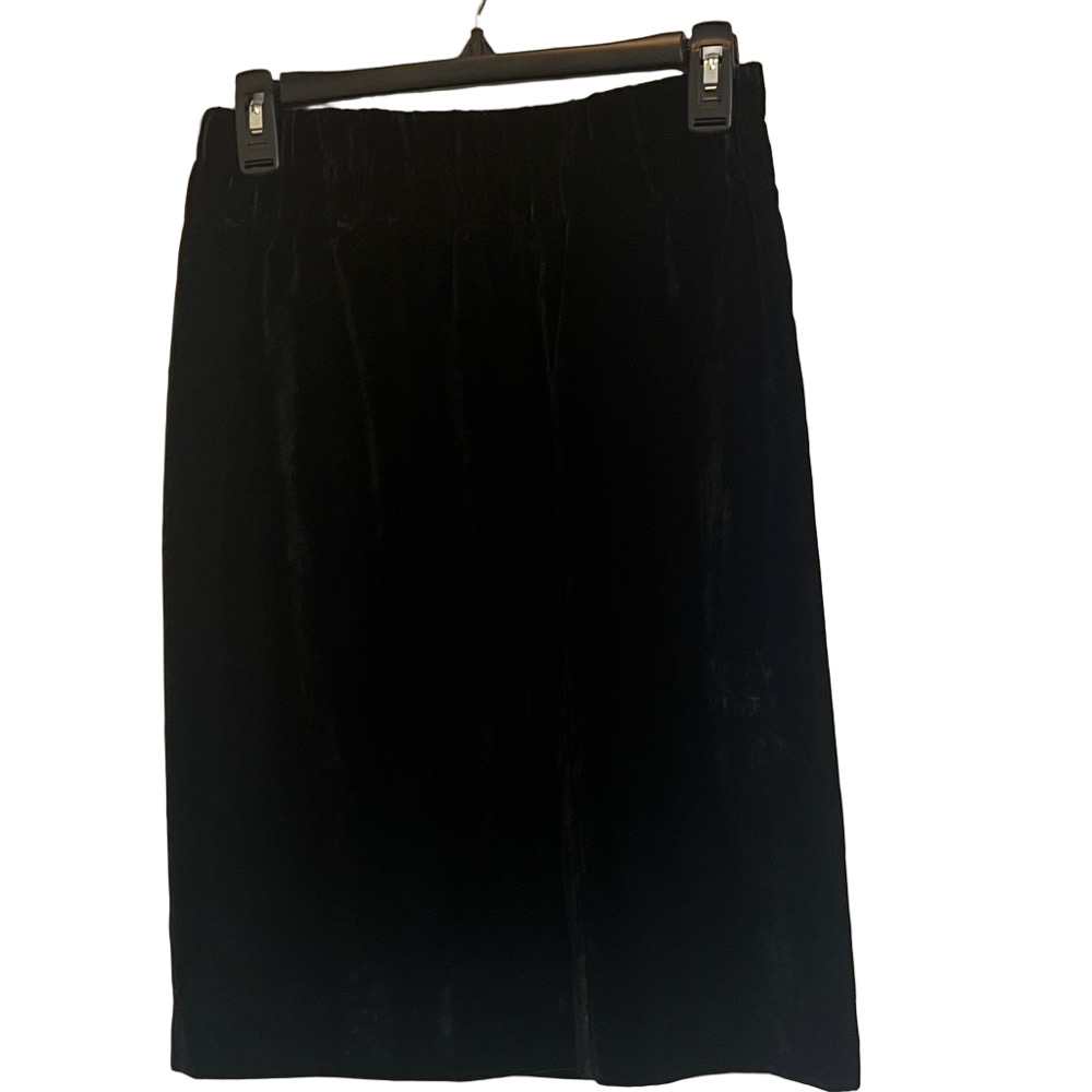 J. Crew black velvet pull-on skirt XS lined elastic waist holiday FALL